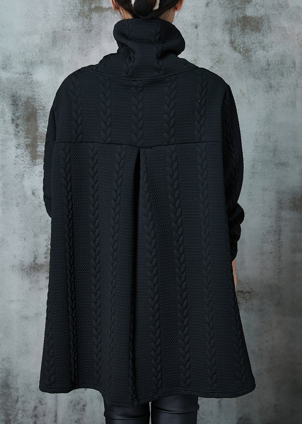 Black Asymmetrical Zippered Knit Sweatshirt Spring