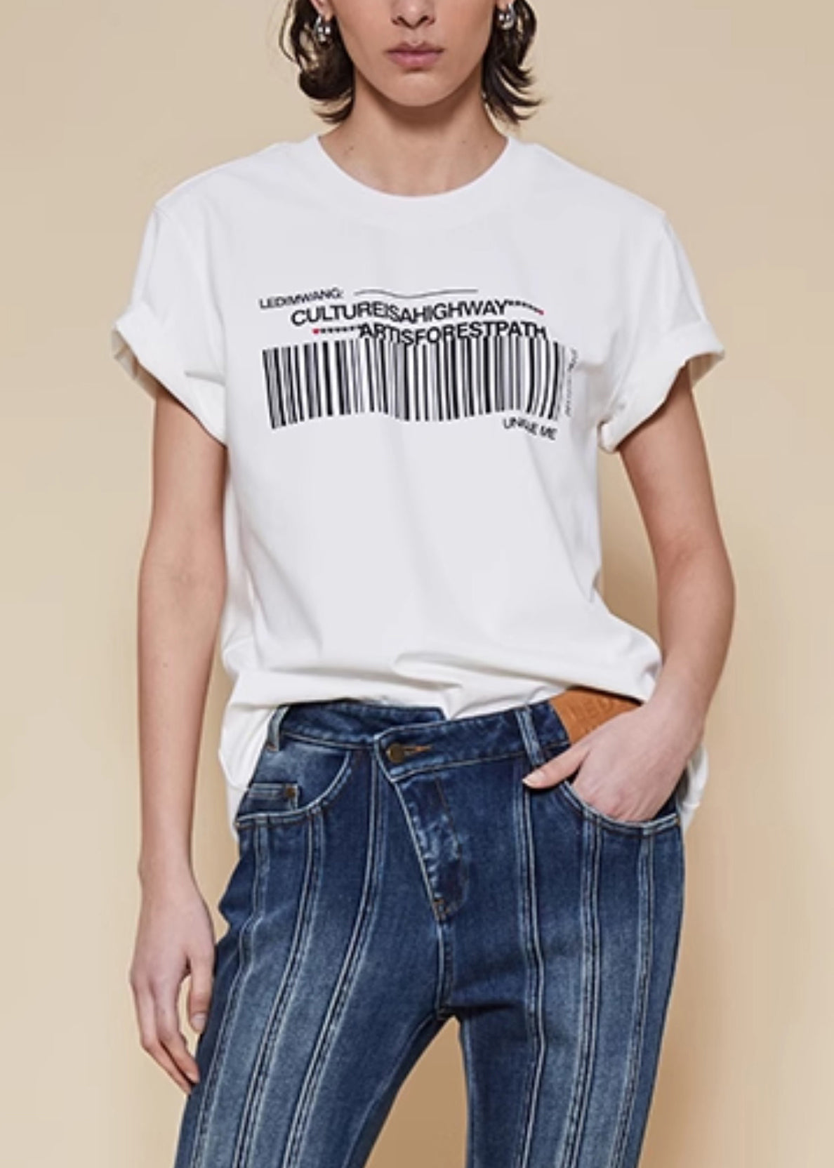 White O Neck Print Cotton T Shirts Summer