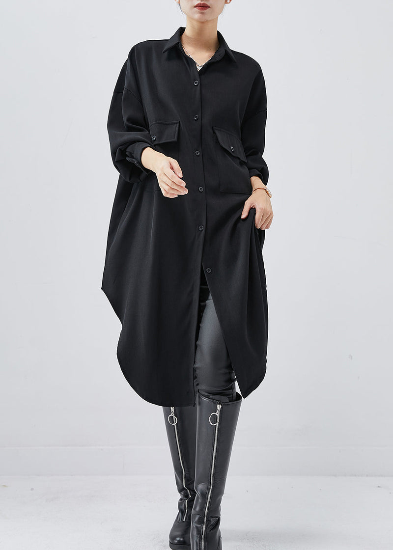 Black Oversized Cotton Holiday Dress Spring