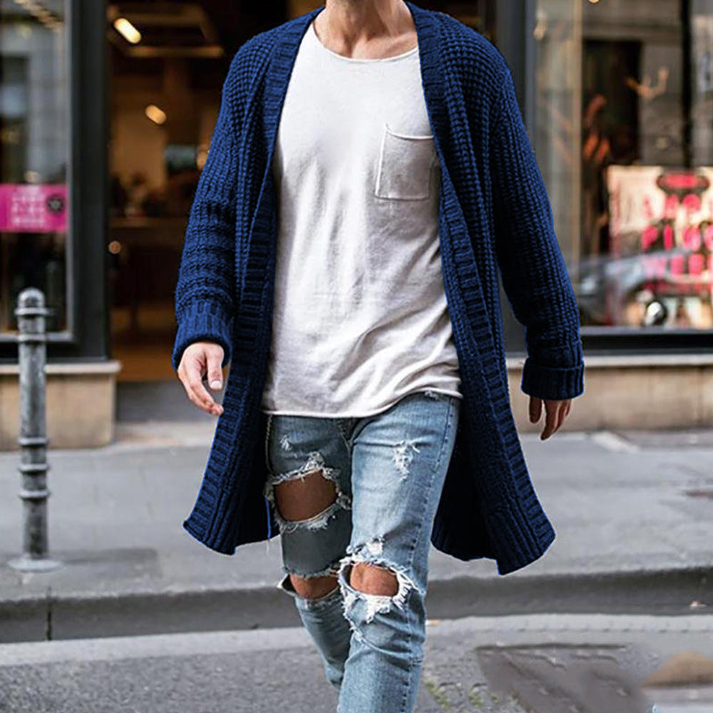 Men's Pure Color Loose Knitted Cardigan elevenforest