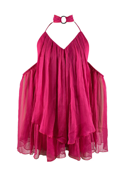 Rose V-neck Backless Short Skirt Flared Sleeves