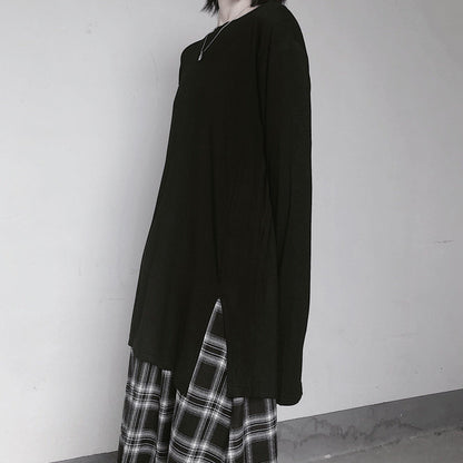 Organic O Neck Side Open Clothes for Design Black Tops