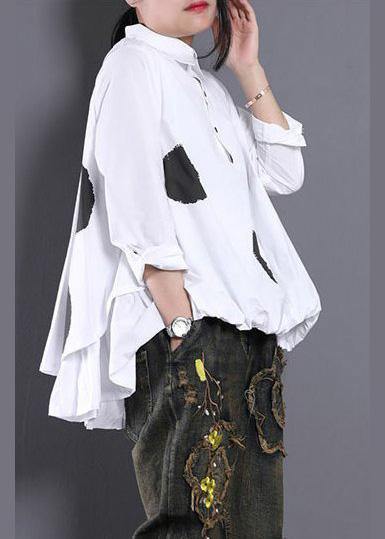 Diy White Dotted Blouses for Asymmetric Shirt