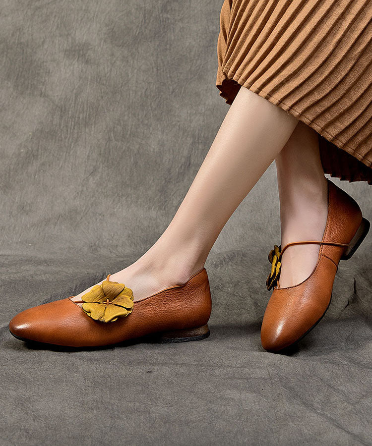 Handmade Coffee Cowhide Leather Penny Loafers Splicing