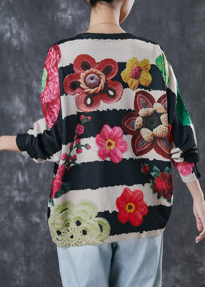 Oversized Print Zircon Knit Sweater Tops Winter