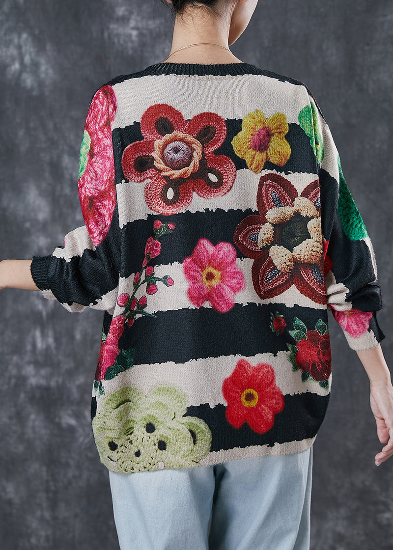 Oversized Print Zircon Knit Sweater Tops Winter