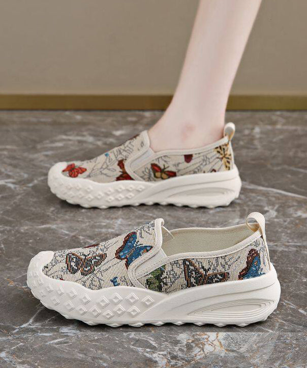 Beige Flat Shoes for Cotton Fabric Diy Flat Shoes for