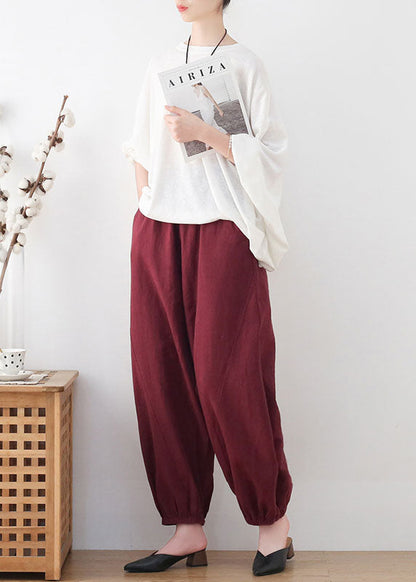 Mulberry High Waist Pockets Linen Harem Pants Summer