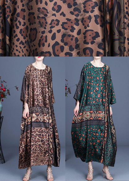 Fine Chocolate Leopard Asymmetrical Design Chiffon Party Dress Summer Spring