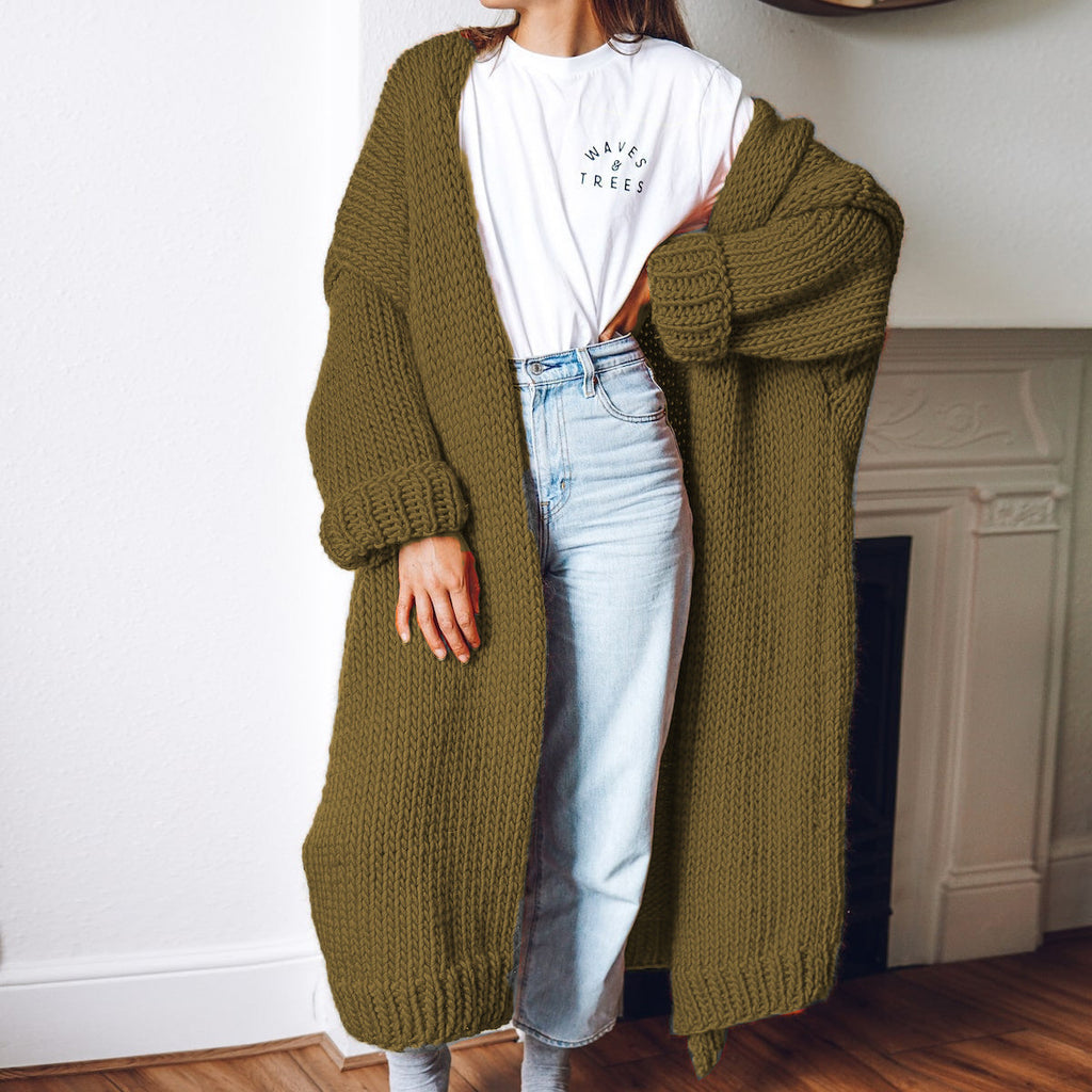 Casual Loose Long Thick Placket Sweater Cardigan elevenforest