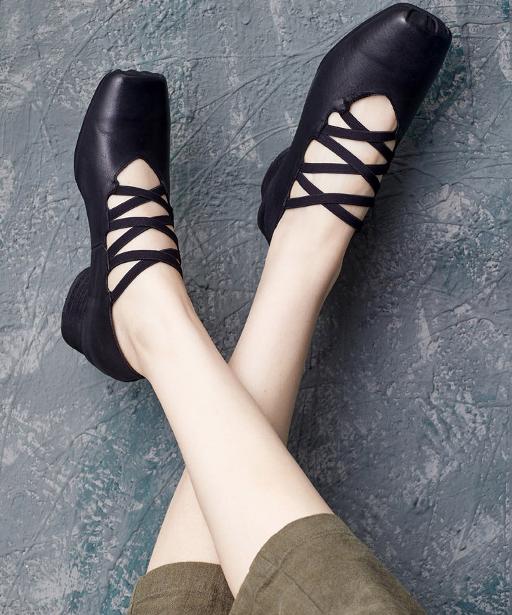 Coffee Cross Strap Cowhide Leather High Heels