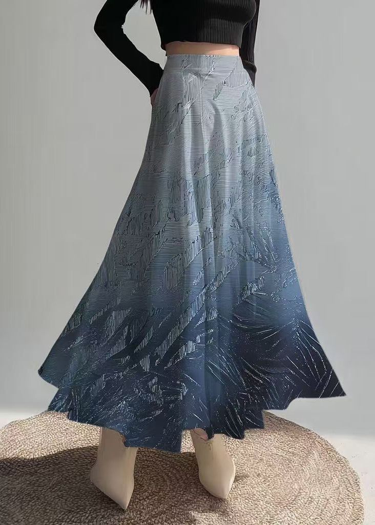 Gradient Navy Exra Large Hem Chiffon Skirts Fall