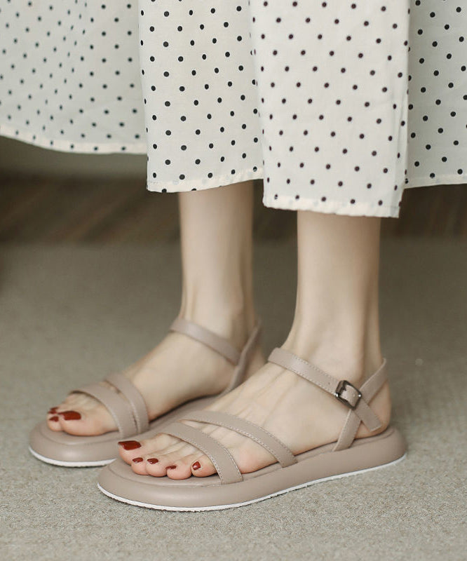 Khaki Buckle Strap Splicing Water Sandals Peep Toe