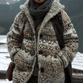 Men's Fairman Island Vintage Striped Pattern Hooded Cardigan artswardrobe