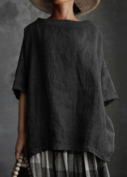 Grey O-neck Patchwork Cotton T Shirts Summer