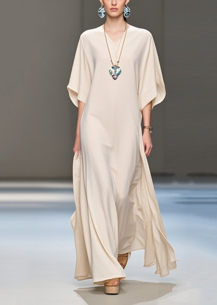 Apricot Oversized Draping Chiffon Vacation Dresses Summer