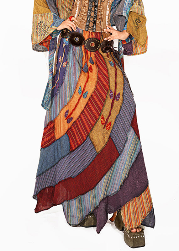Rainbow Asymmetrical Print a Line Skirts