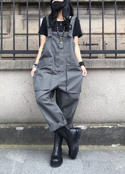 Grey Slash Neck Cozy Jumpsuits