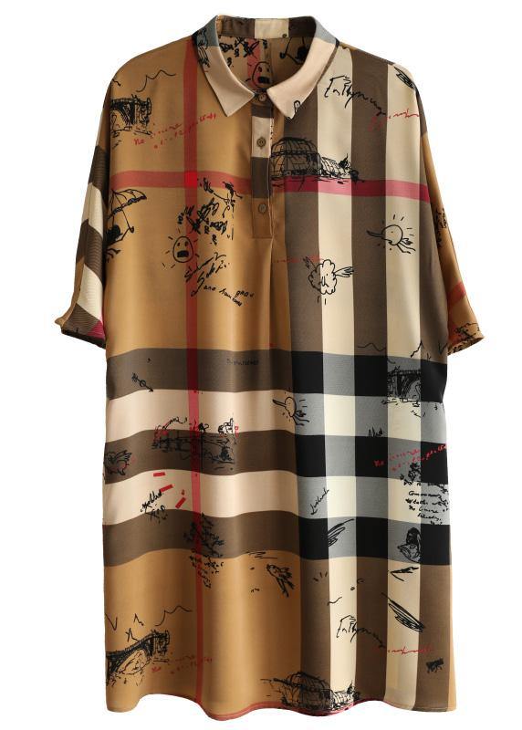 Fine Brown Striped Chiffon Summer Dress