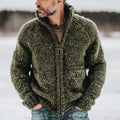 Men's Fair Isle Knit Casual Solid Zip-up Cardigan elevenforest