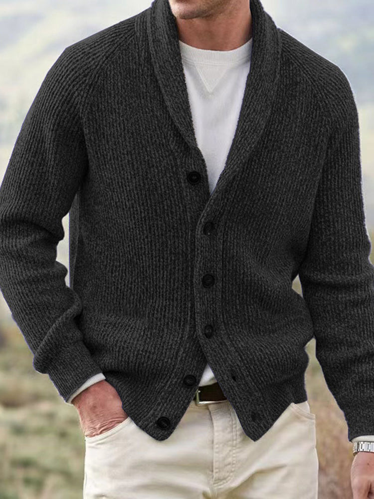 Men's Vintage Solid Color Cozy Sweater Cardigan elevenforest
