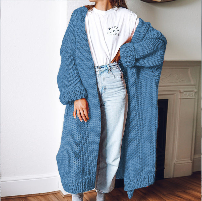 Casual Loose Long Thick Placket Sweater Cardigan elevenforest