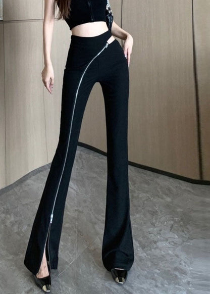 Black Pockets High Waist Flare Pants