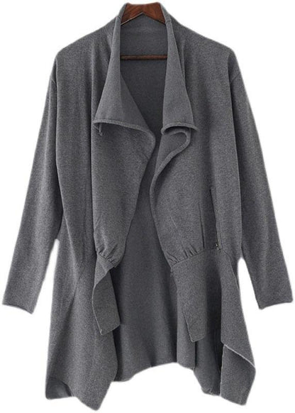 Grey Peter Pan Collar Zippered Fall Short Coat