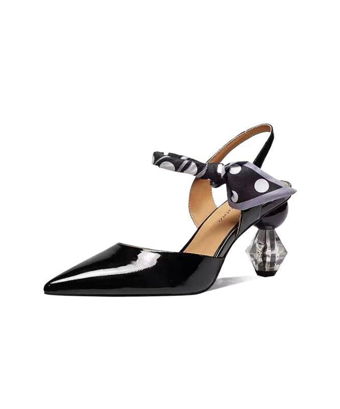 Splicing High Heel Sandals Yellow Faux Leather Pointed Toe