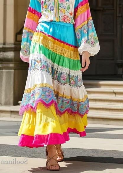 Style Polychrome Patchwork Skirts Spring