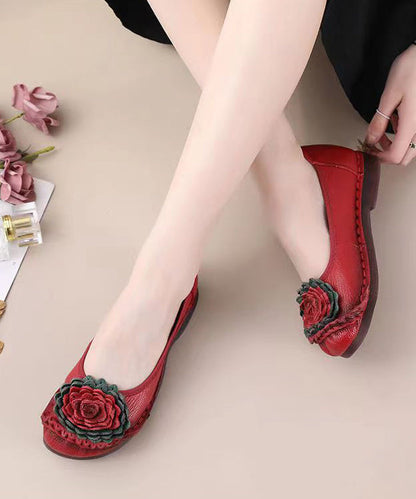 Red Flat Shoes for Comfortable Splicing Soofairy Shoes-20251