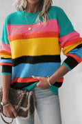 Monica® | Contrast sweater with a crew neck and dropped shoulders