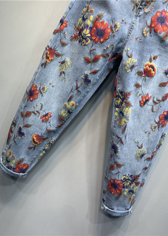 Classy Light Blue Patchwork Zippered Jeans Fall