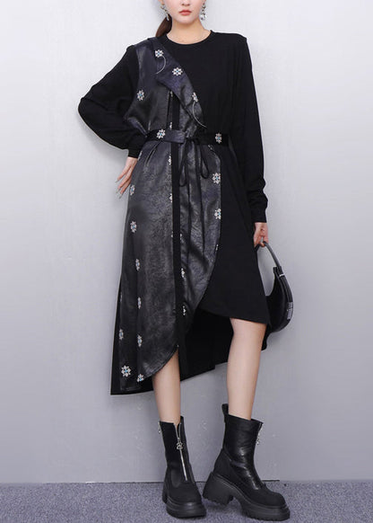 Fall Modern Black Minimalist False Two Pieces Dress