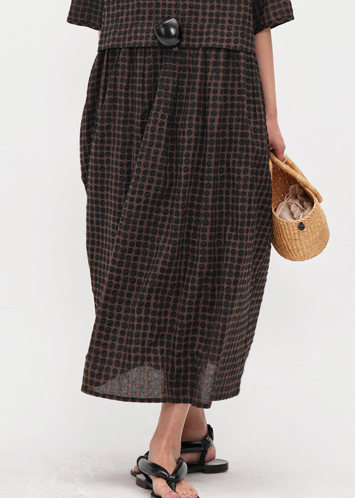 Chocolate Print Cotton Long Dress Summer