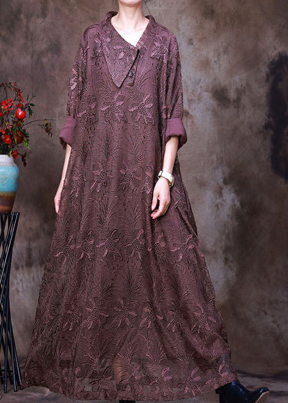 Art Chocolate Asymmetrical Lace Dress Spring