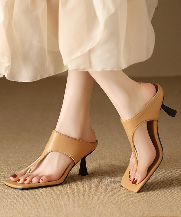 Green High Heel Flip Flops Faux Leather
