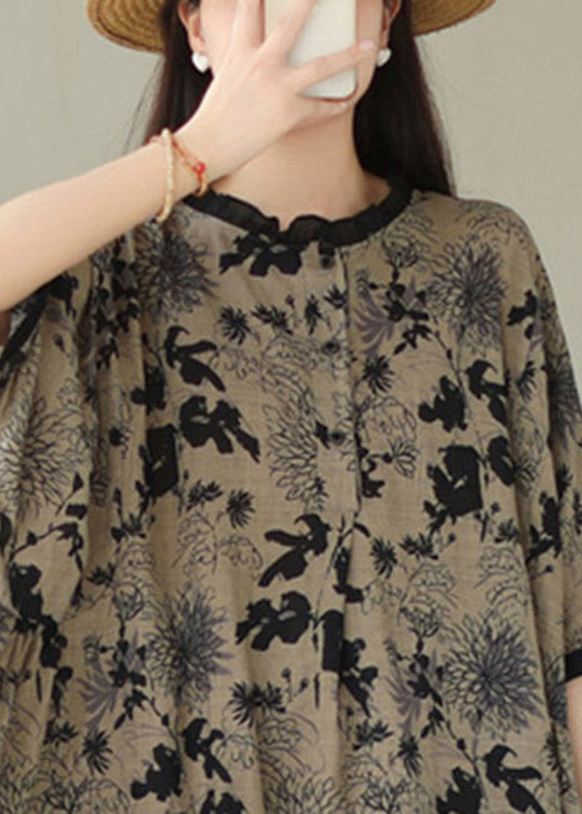 Black O-neck Print Top Half Sleeve