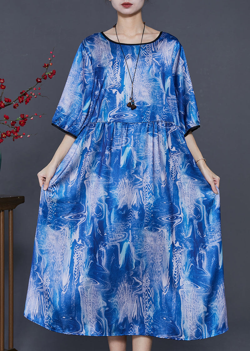 Blue Oversized Tie Dye Holiday Dress Summer