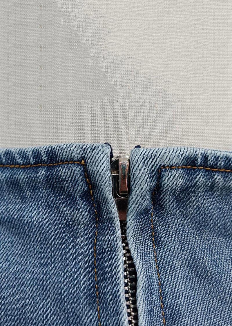 Blue Bow High Waist Denim Skirt Summer