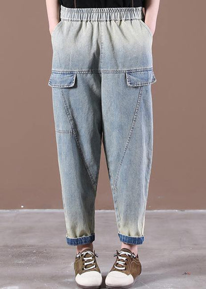 French Spring Wide Leg Pants Unique Blue Work Pant