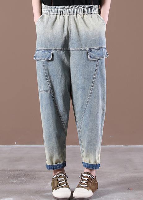 French Spring Wide Leg Pants Unique Blue Work Pant
