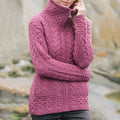 Women's Clan Pattern Zip Turtleneck Aran Sweater Cardigan elevenforest