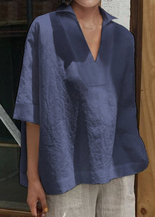 Pink V Neck Cotton Shirt Summer