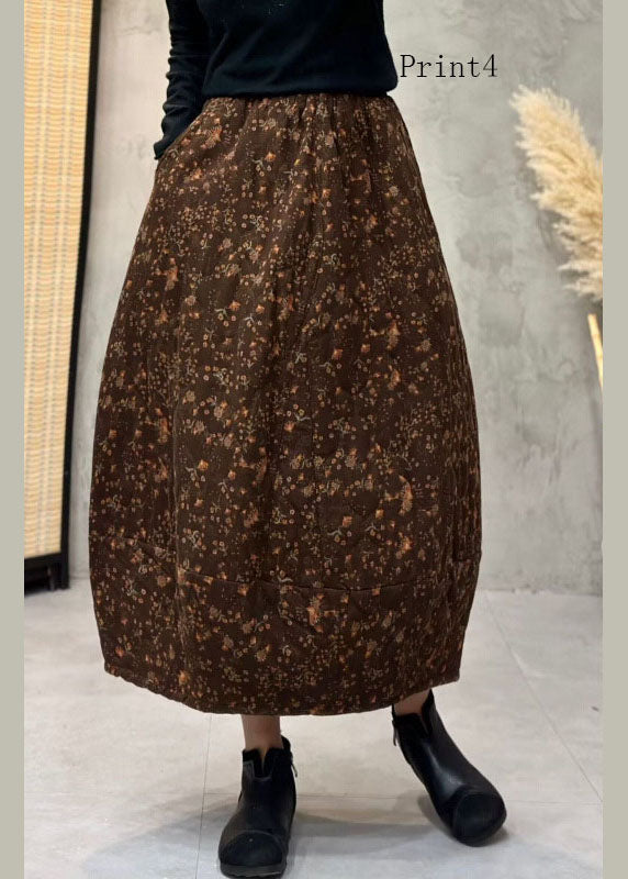 Print Elastic Waist Fine Cotton Filled Skirts Summer