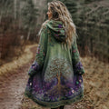Comstylish Women's Floral And Life Of Tree Knitted Cozy Hooded Cardigan