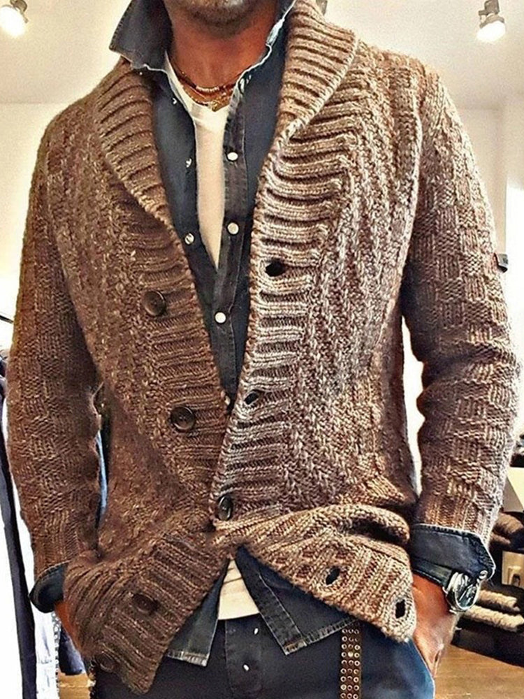 Men's Vintage Lapel Knit Sweater Cardigan elevenforest