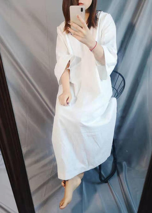 Organic White Embroidery Summer Dresses Gown