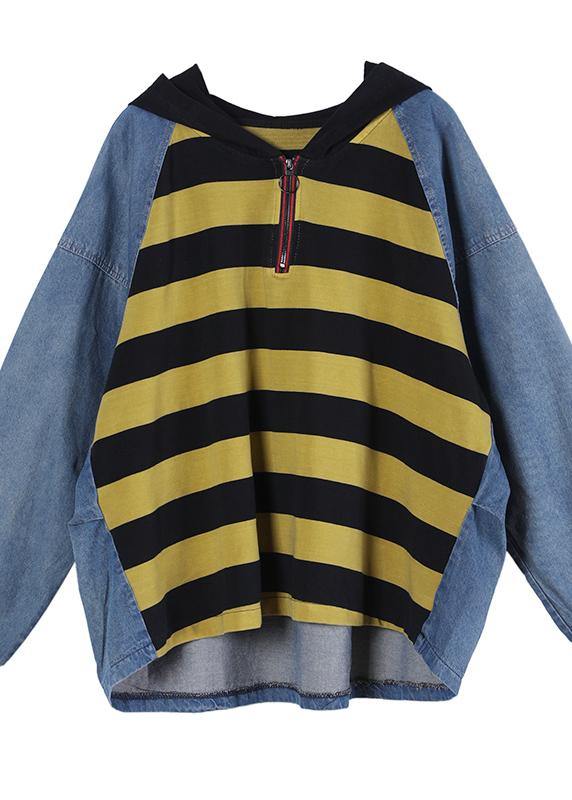 Yellow Striped Asymmetrical Design Autumn Ideas Tops