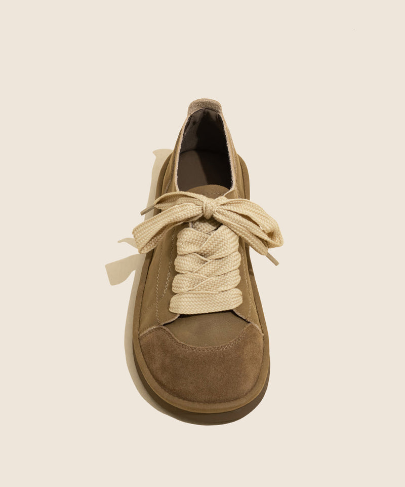 New Comfortable Camel Lace Up Flats Shoes